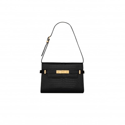 YSL MANHATTAN SMALL IN SHINY CROCODILE-EMBOSSED LEATHER 675626DND0W1000 (24*17.5*6cm)